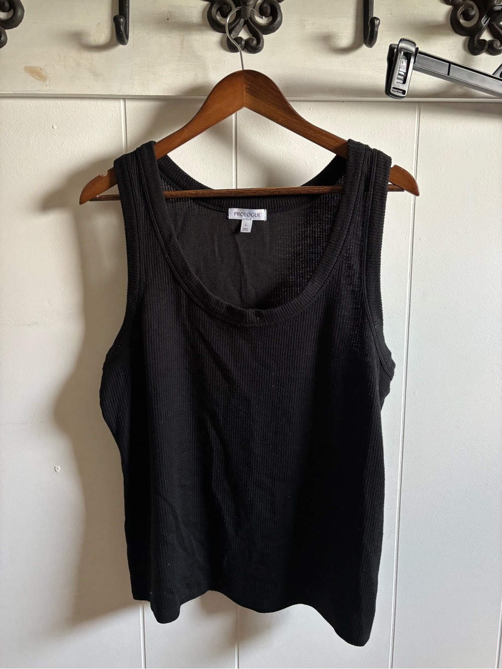 Prologue Black Ribbed Scoop Neck Tank